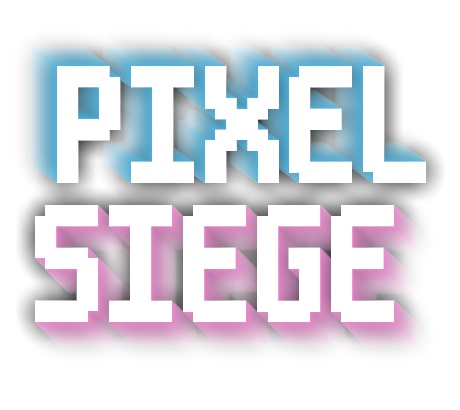 Pixel Siege retro blue/pink logo